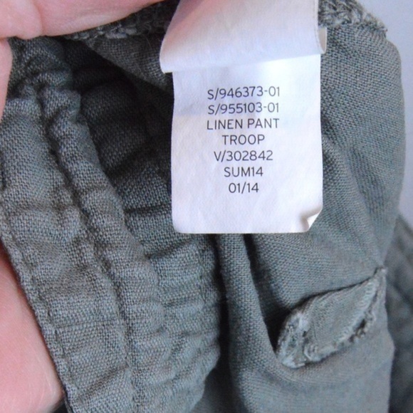 GAP Flax/Cotton Wide Leg Drawstring Pants, Size 12 - Troop Green - Picture 6 of 9